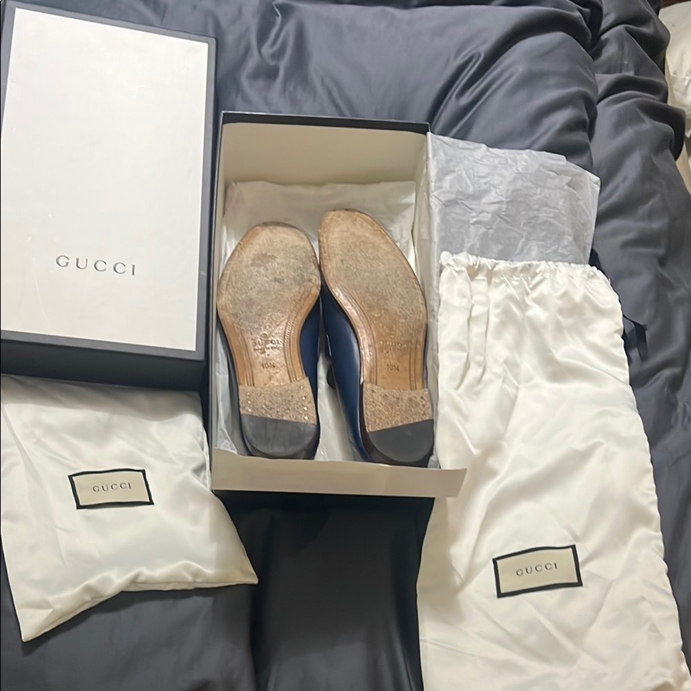 Gucci Blue Leather Loafers with Horsebit Detail - Picture 2 of 4